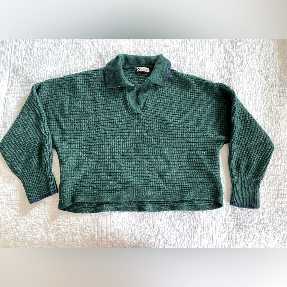 NWOT SO Collared Boxy Crop Sweater